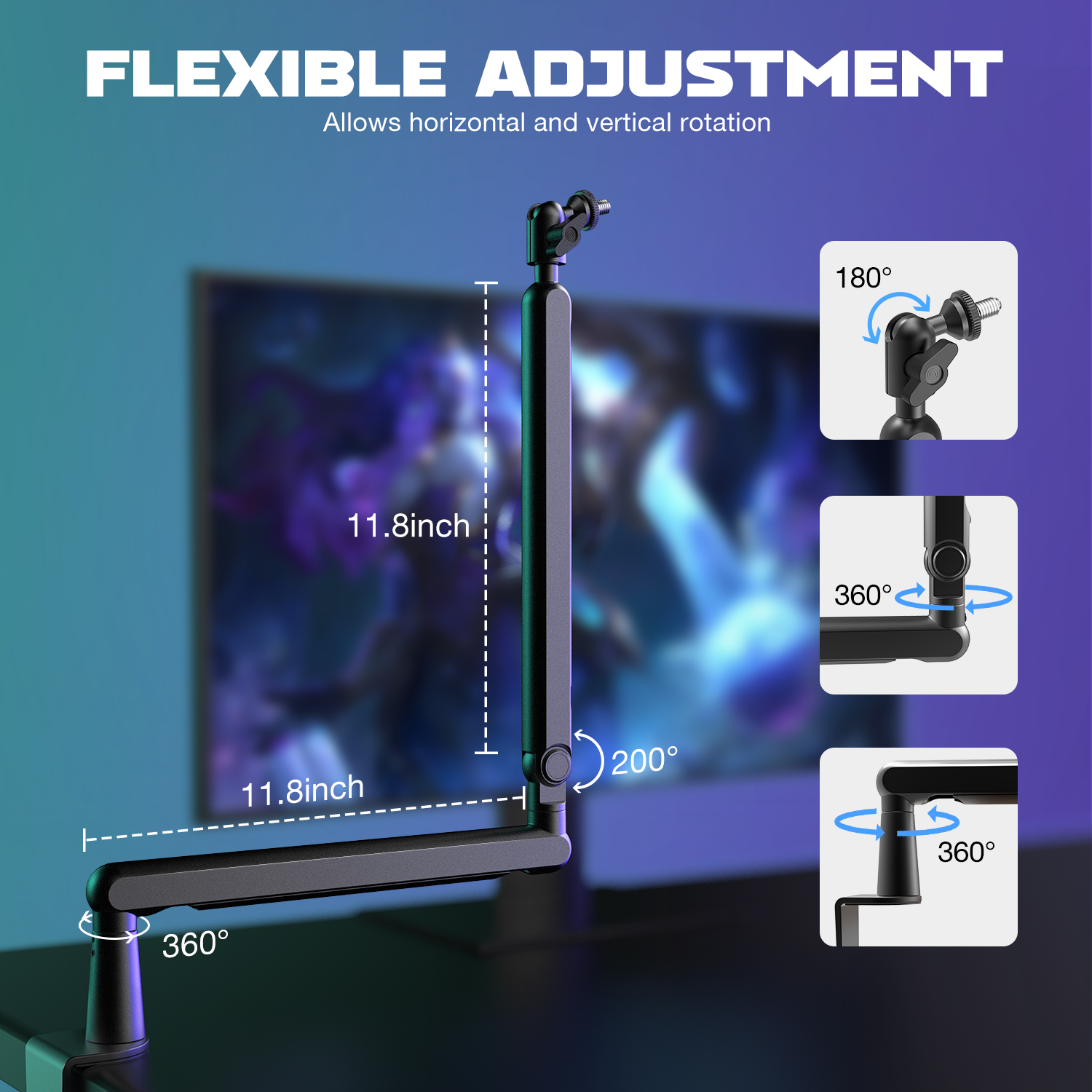 FIFINE Support de microphone à bras bas réglable avec gestion des câbles/support de bureau, suspension HONfor K688 AM8-BM88 Ampligame AI0001 – Image 5
