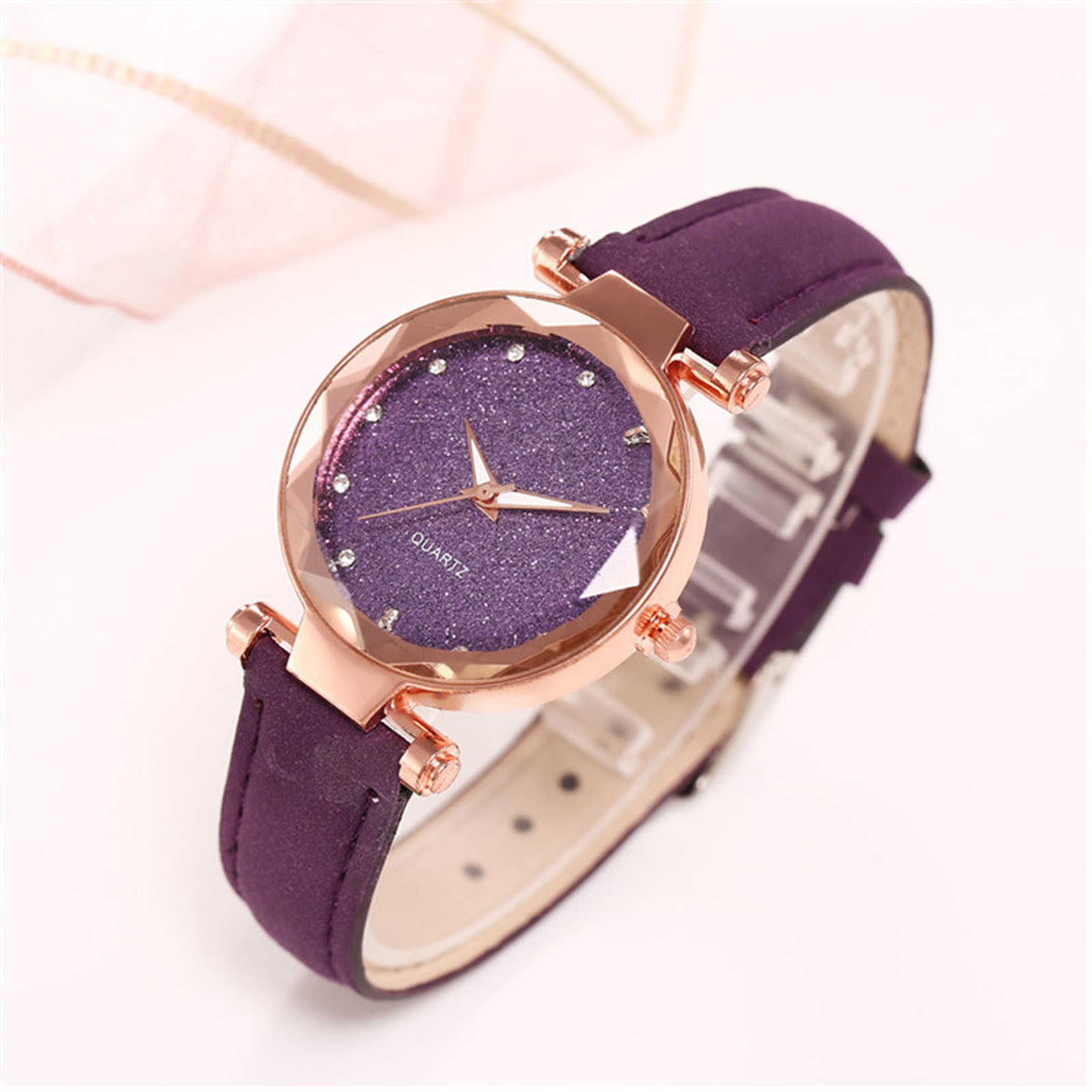 Montre à Quartz Romantique avec Strass pour Femme, Bracelet en Cuir, Cadran Simple, Montre-Bracelet Rétro, Luxe, Mode Femme AI0001