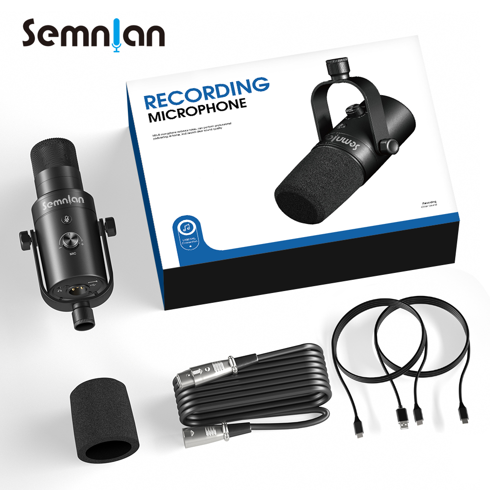 SEMNLAN-Microphone dynamique XLR/USB, jeu en ligne, streaming, podcast en direct, PC, chanson, téléphone, statique, prometteur, studio vidéo RVB, micro MK-8 AI0001 – Image 2