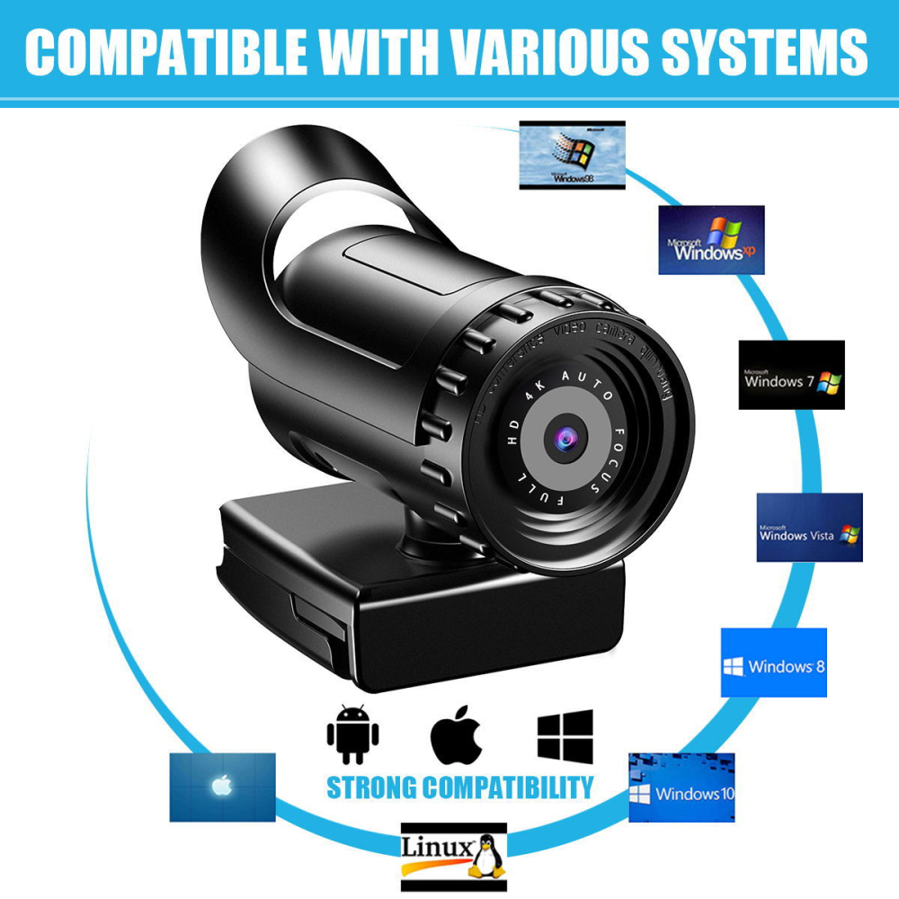 Mini caméra sans fil avec microphone, lecteur gratuit, 1600x1200, noir, vidéoconférence en direct, ordinateur, webcam, mise au point automatique, Abs AI0001 – Image 5