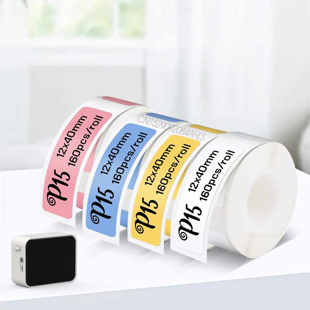Autocollant adhésif blanc pour imprimante d'étiquettes, rouleau de papier d'étiquettes, ruban d'étiquettes transparent, Marklife P15, P12, Q30, Q30S, 15x30mm, 15x50mm AI0001