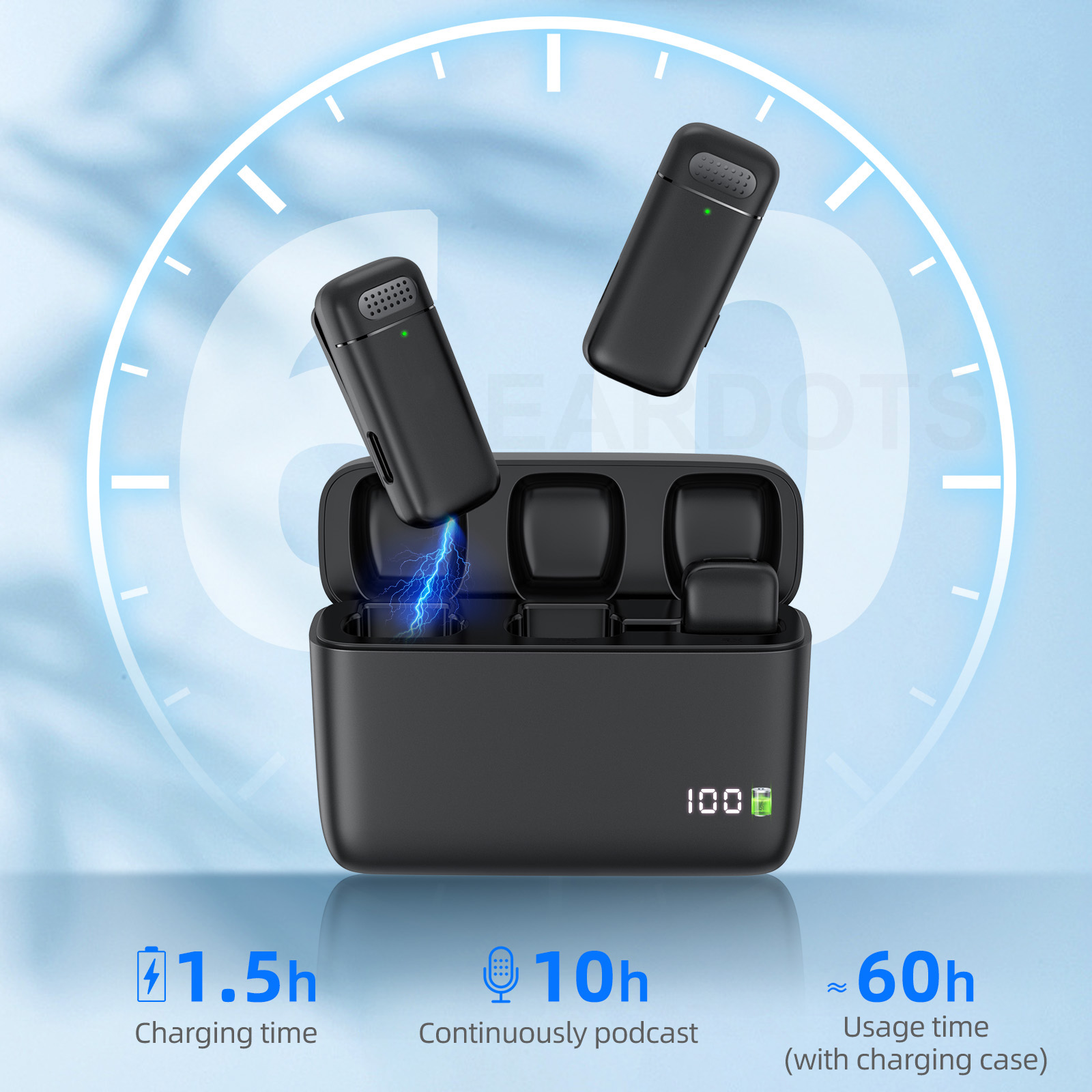 Microphone Lavalier sans fil pour iPhone, téléphone Android, appareil photo, audio, vidéo, 2 microphones à clipser, prometteur TikTok Live, K30, 2 en 1 AI0001 – Image 4
