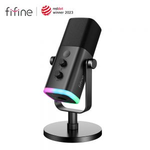 FIFINE-Microphone dynamique USB/XLR avec bouton tactile muet, prise téléphonique pour sauna, commandes d'E/S, pour table de mixage PC PS5/4, micro de jeu, Ampligame AM8 AI0001