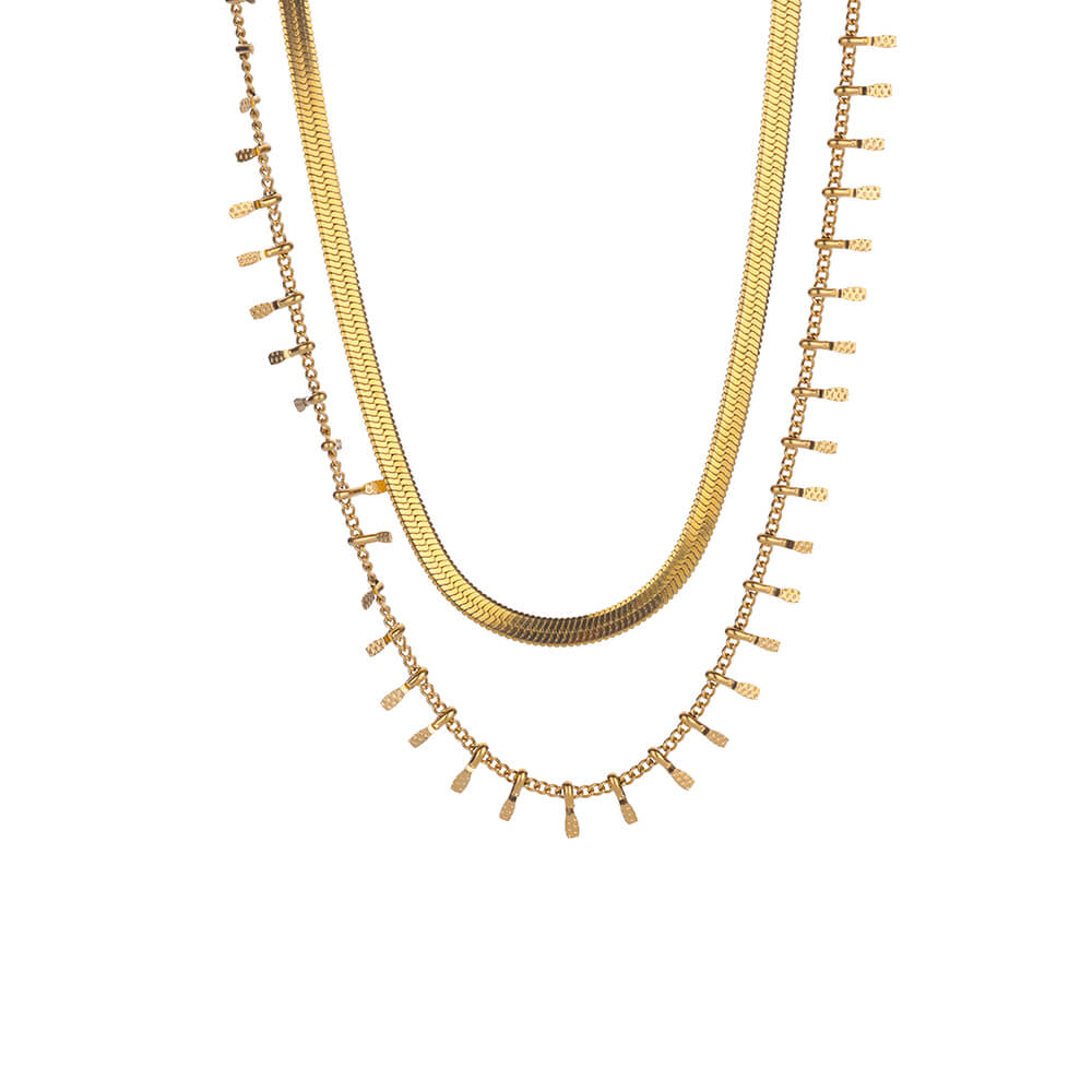 Colliers de la présidence JOChoker pour femme, acier inoxydable, or, double couche, bijoux étanches, cadeau de mariage, salle plate, document AI0001 – Image 2