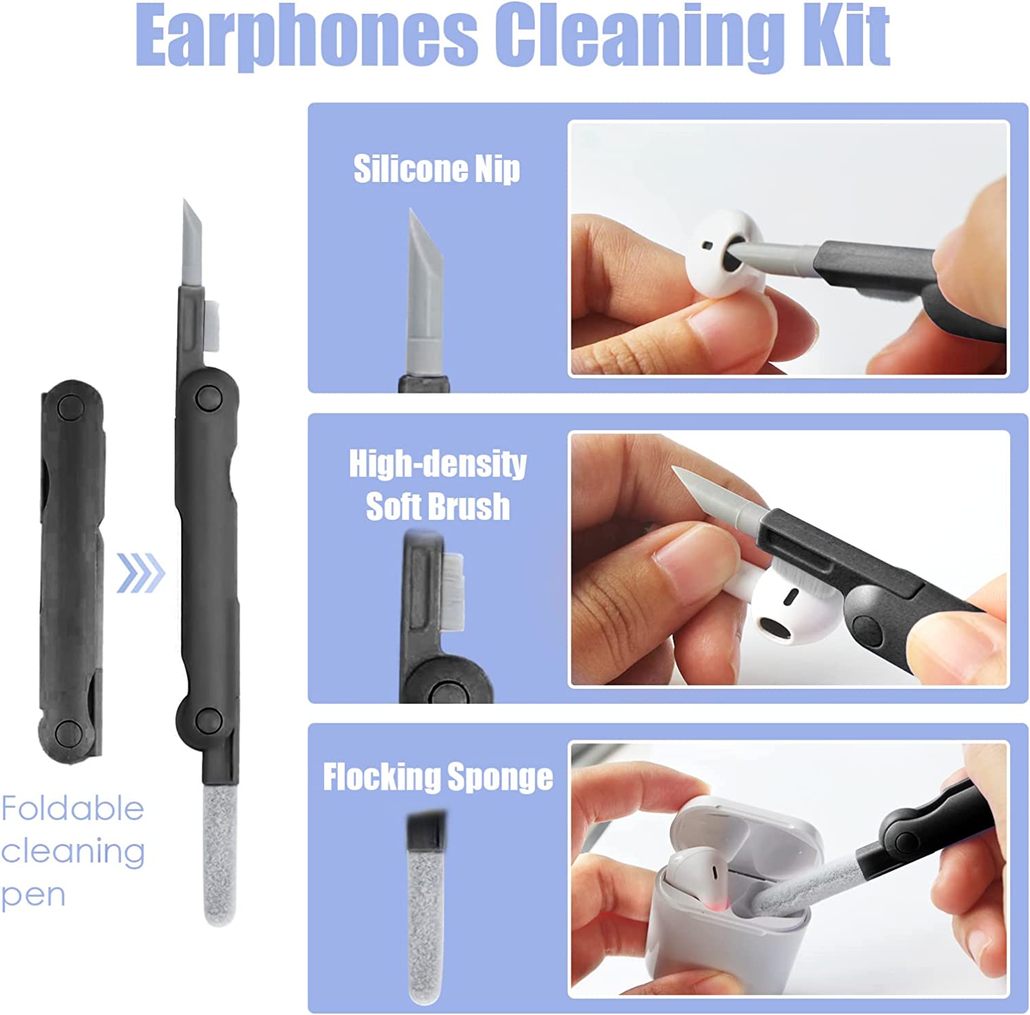 Kit de nettoyeur de clavier d'ordinateur, brosse pour écouteurs, stylo pour casque, outils pour livres de téléphone, ensemble d'extracteur de touches, 7 en 1 AI0001 – Image 6