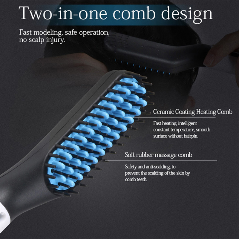 Peigne à lisser multifonctionnel pour barbe d'homme, brosse à cheveux à chauffage rapide, outils de coiffage professionnels AI0001 – Image 4
