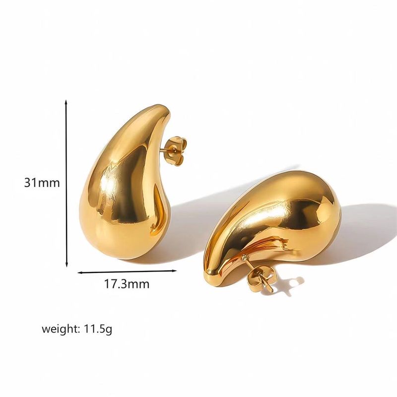 GANEMLY SION L-Ensemble collier et boucles d'oreilles en acier inoxydable pour femme, bijoux à breloques étanches, goutte d'eau creuse, carillon, or, document Bergame AI0001 – Image 6