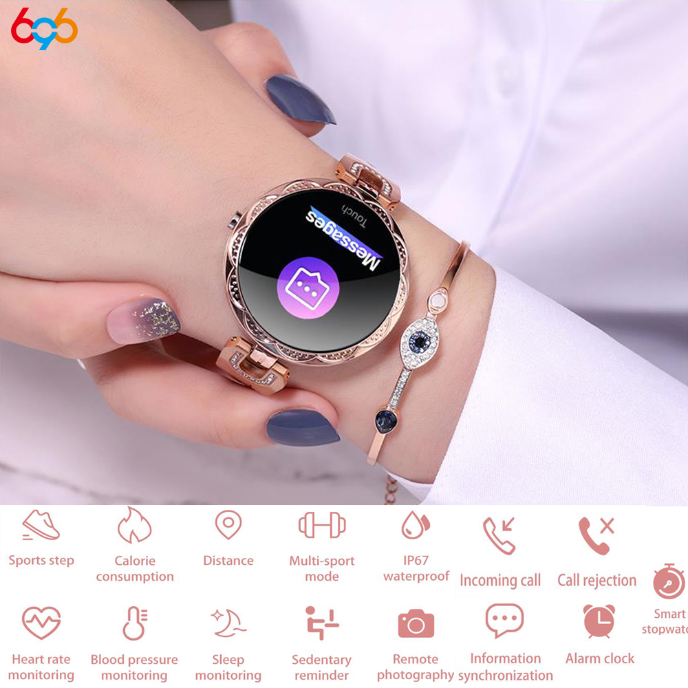 Montre connectée avec podomètre pour femme, bracelet connecté, avec suivi de la fréquence cardiaque/tension artérielle/sommeil, étanche IP67, à la mode AI0001 – Image 7