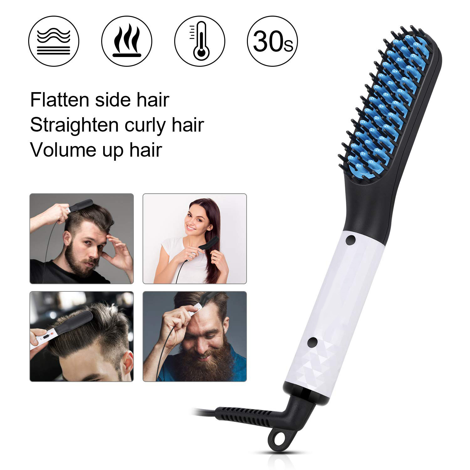 Peigne à lisser multifonctionnel pour barbe d'homme, brosse à cheveux à chauffage rapide, outils de coiffage professionnels AI0001 – Image 5