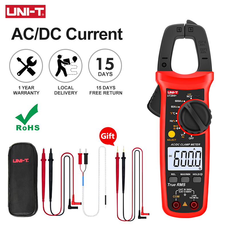 UNI T UNI-T UT202A + UT204 + numérique AC DC tension pince multimètre True RMS 400-600A gamme automatique voltmètre Test de résistance AI0001