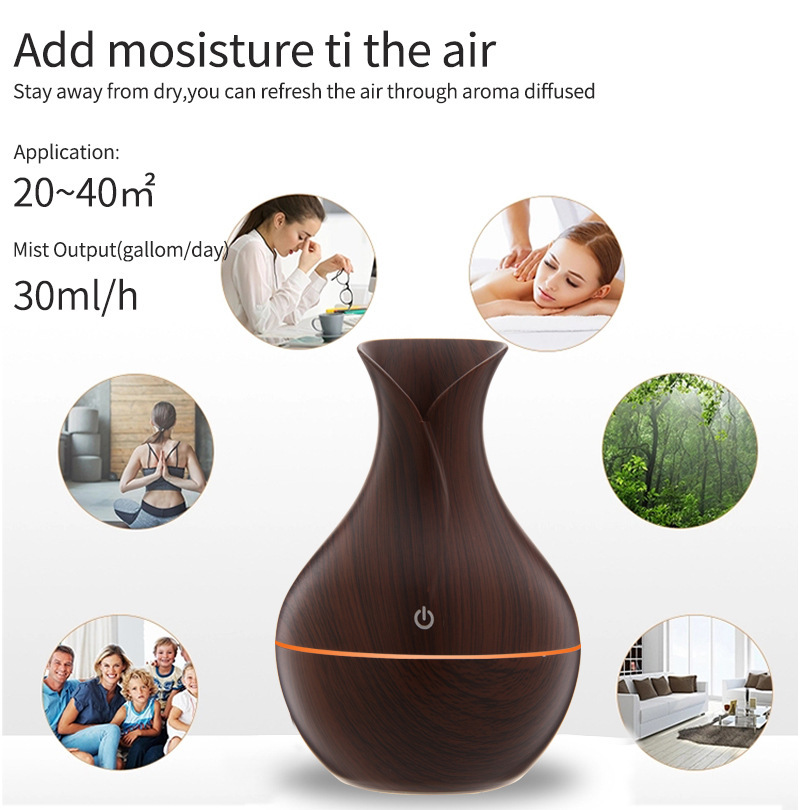Mini humidificateur d'air avec lumière colorée, diffuseur d'huiles essentielles, brumisateur USB, maison, bureau, voiture, 200ml AI0001 – Image 5