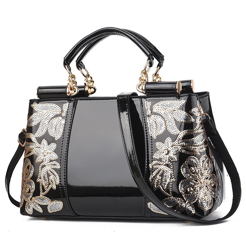 Sac à main brodé en cuir verni brillant pour femme, européen, américain, designer, femme, initié, bandoulière AI0001 – Image 6