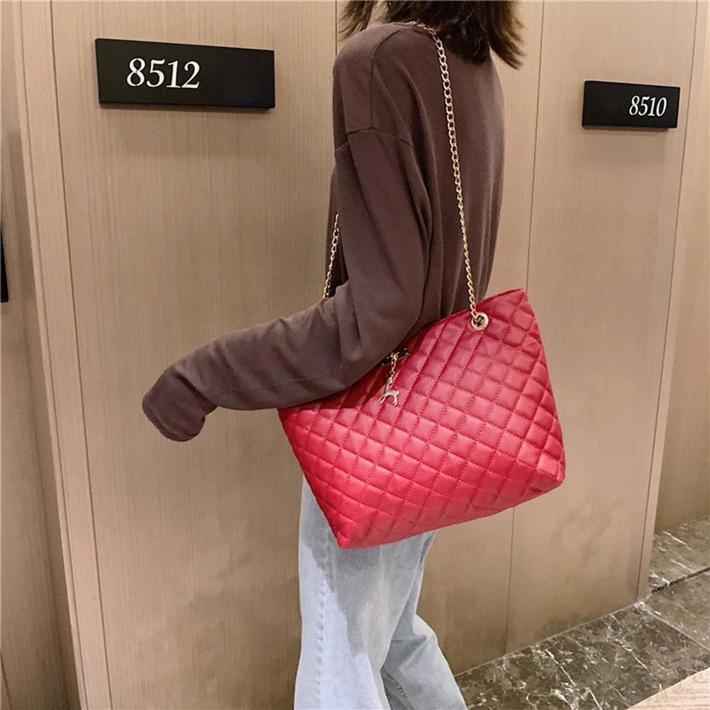 Sacs à main en cuir PU pour femmes, sacs à bandoulière décontractés de grande capacité avec chaîne, poignée supérieure, sacs à bandoulière couleur unie AI0001 – Image 6