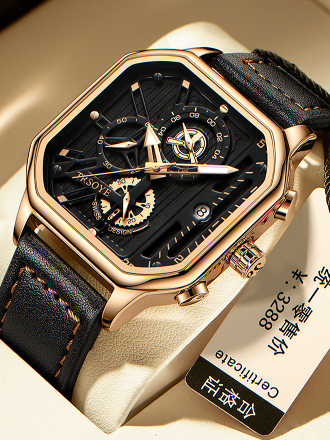 Belushi-Montre-bracelet en cuir étanche pour hommes et femmes, montres à quartz pour hommes, répliques de marques de luxe, 2022 AI0001 – Image 5