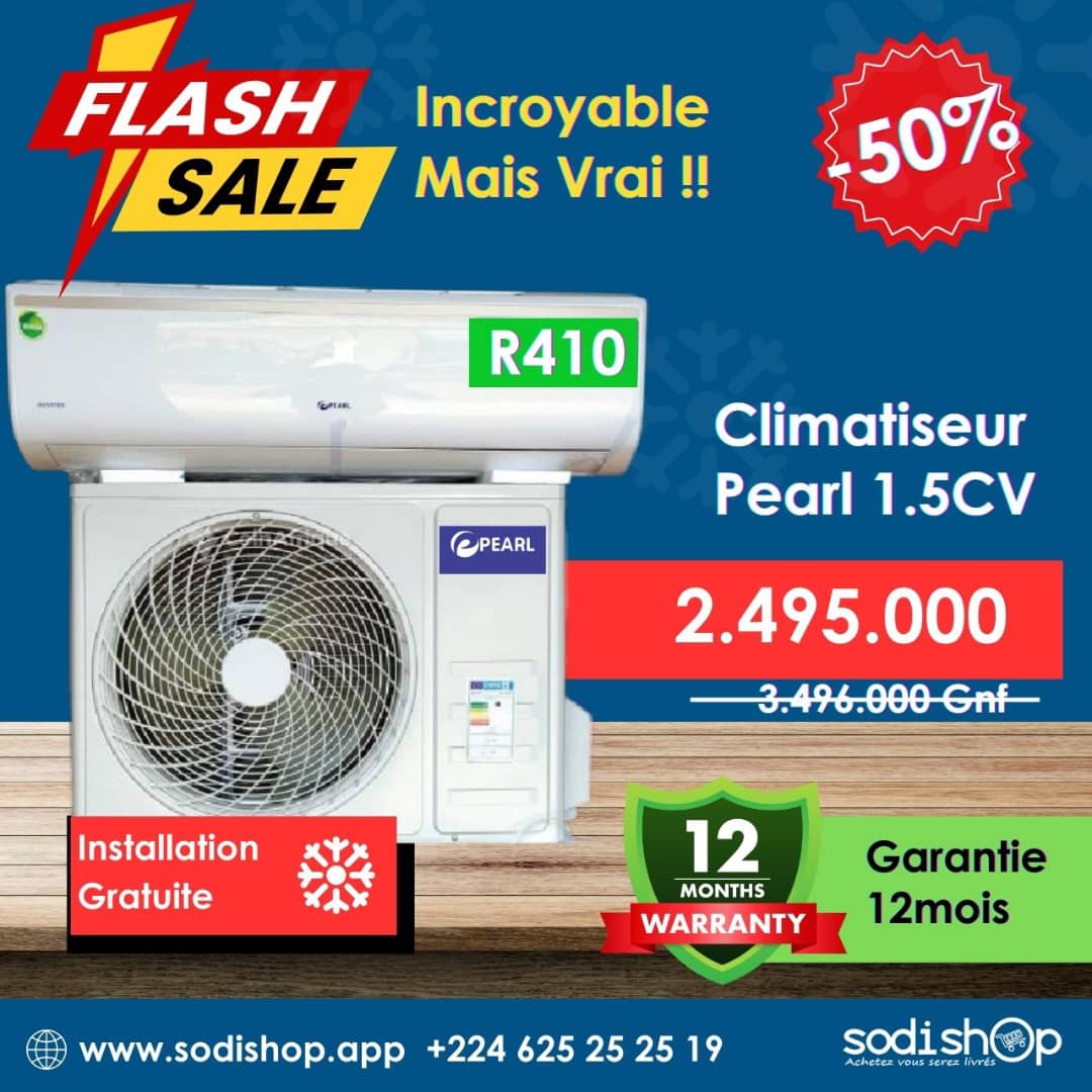 Climatiseur Pearl Split 1.5cv R410 Modèle PAC-12R410AX SODI001