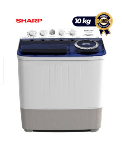 Machine à laver Semi Automatique - Lave-Linge - Sharp - 10kg - ES-T106AP-X - Blanc et Bleu - EZ00500