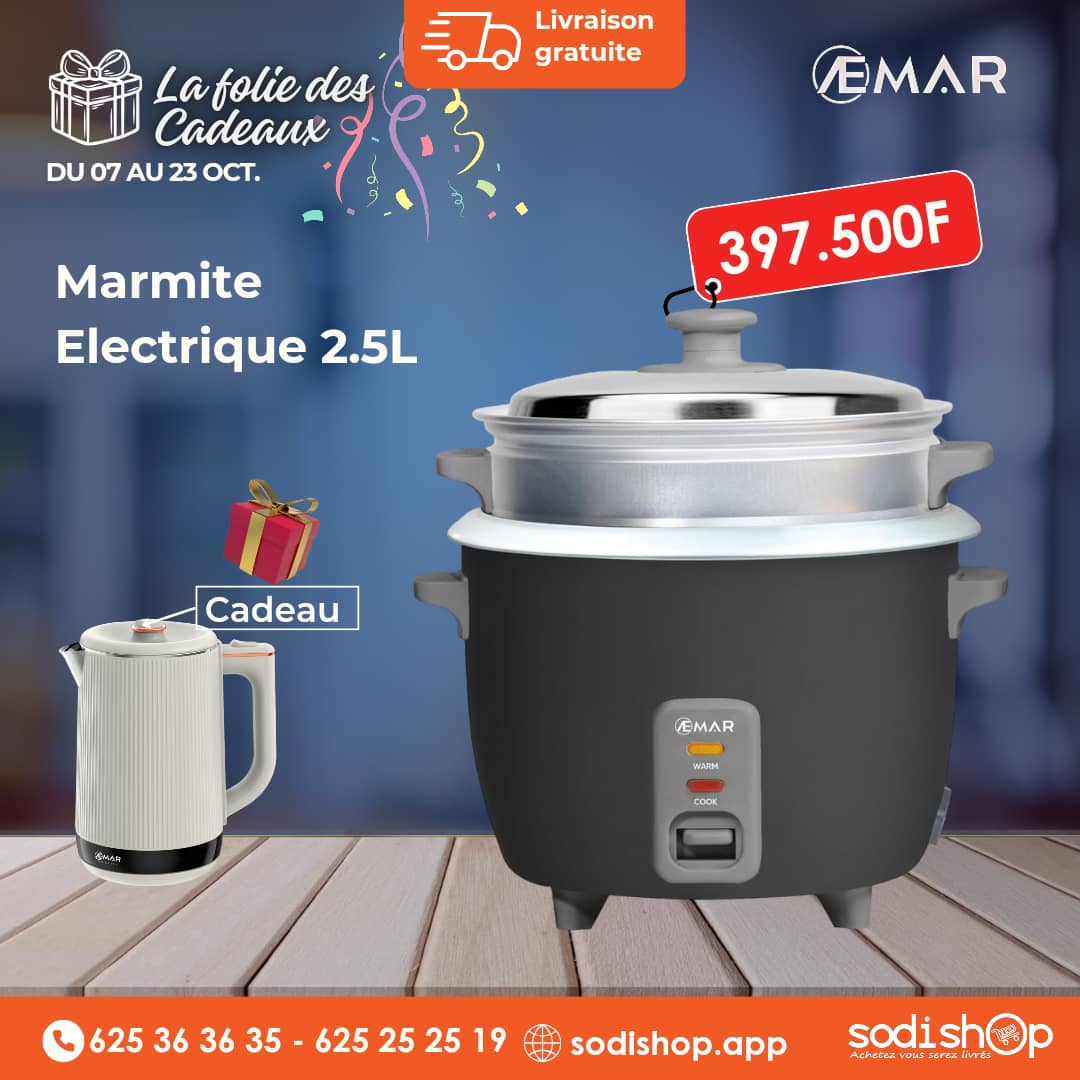 Marmite Electrique AEMAR 2,5L Simple + Un Bouillard Electrique Offert HM00038