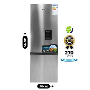 Réfrigérateur combiné -SPJ - RF-INU369C - Avec distributeur d'eau - No frost - 270L - Gris - SPJ00308