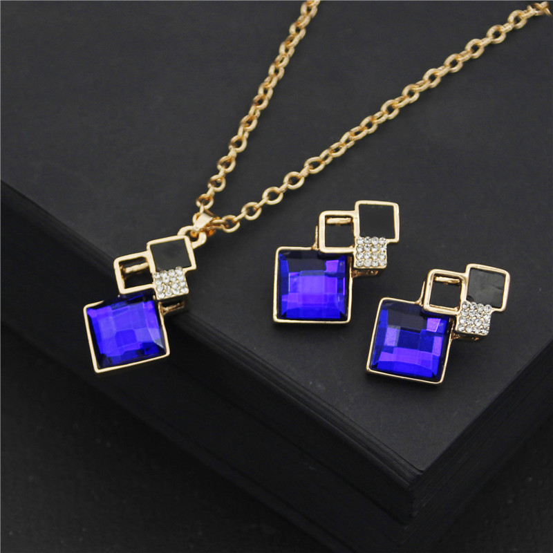 Ensembles de collier et boucles d'oreilles en cristal pour femmes, tour de cou de mariage, patients, bijoux à la mode AI0001 – Image 5