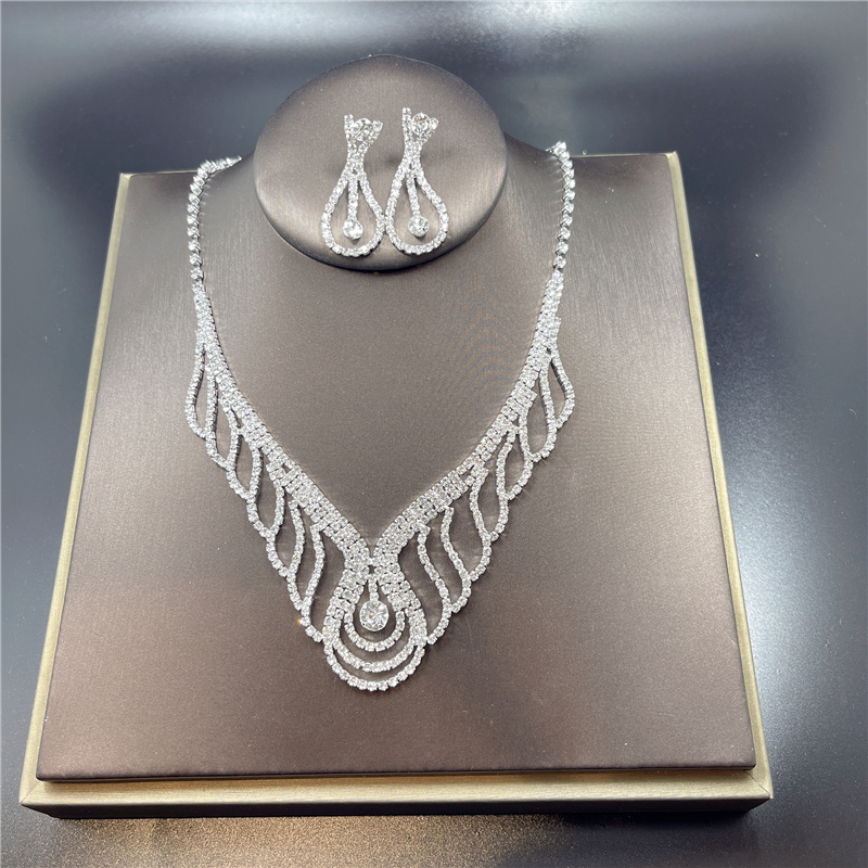 Parure de bijoux brillants faits à la main de haute qualité, pendentif avocat, collier, boucles d'oreilles, patients, mariée, mariage, fiançailles, robe de soirée, ornements AI0001 – Image 5
