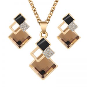 Ensembles de collier et boucles d'oreilles en cristal pour femmes, tour de cou de mariage, patients, bijoux à la mode AI0001