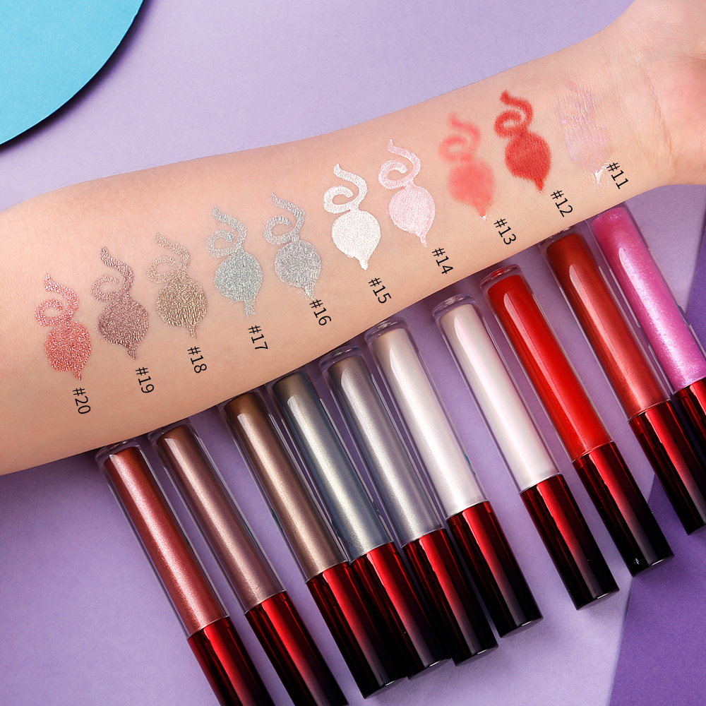 Brillant à lèvres métallique, vente en gros, étiquette privée, cosmétiques, paillettes, maquillage en vrac, transparent, métallique, 50 pièces AI0001 – Image 4