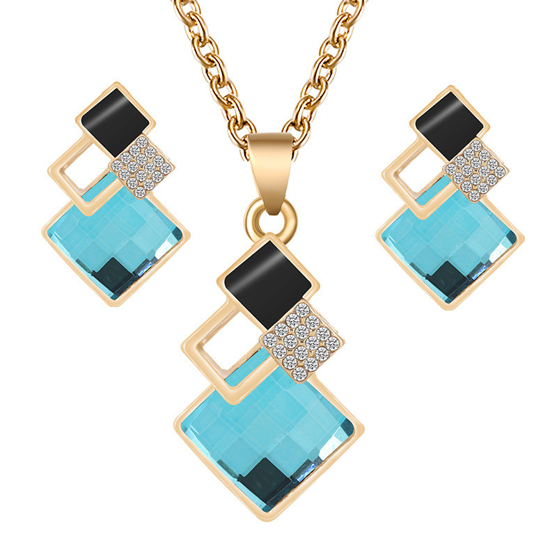 Ensembles de collier et boucles d'oreilles en cristal pour femmes, tour de cou de mariage, patients, bijoux à la mode AI0001 – Image 3