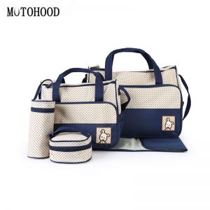 MOTOHOOD-sac à couches pour bébé, 5 pièces, sacoche à couches, grande capacité, pour maman, sacoche tendance pour poussette AI0001
