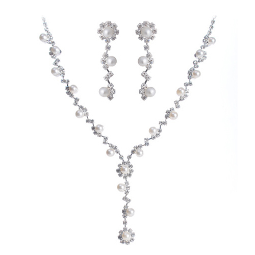 Ensemble de bijoux en fausse perle pour petite amie, biscuits autrichien transparents, collier ras du cou, boucles d'oreilles, mariage, A85D AI0001 – Image 6