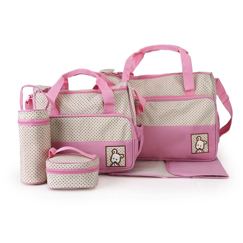 MOTOHOOD-sac à couches pour bébé, 5 pièces, sacoche à couches, grande capacité, pour maman, sacoche tendance pour poussette AI0001 – Image 2