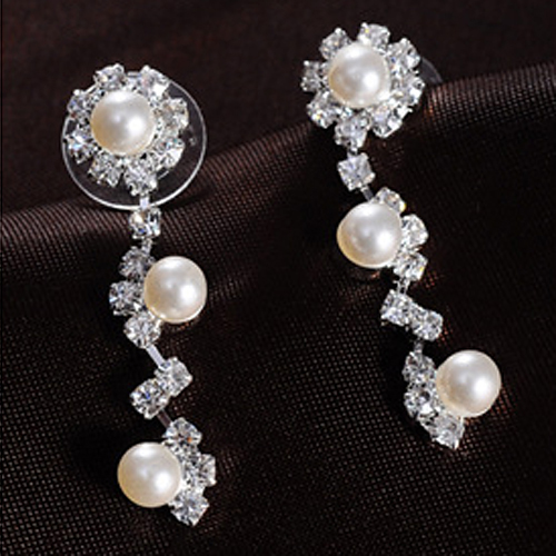 Ensemble de bijoux en fausse perle pour petite amie, biscuits autrichien transparents, collier ras du cou, boucles d'oreilles, mariage, A85D AI0001 – Image 3