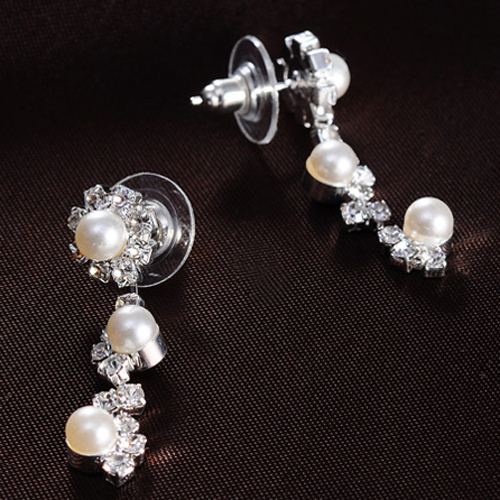 Ensemble de bijoux en fausse perle pour petite amie, biscuits autrichien transparents, collier ras du cou, boucles d'oreilles, mariage, A85D AI0001 – Image 4