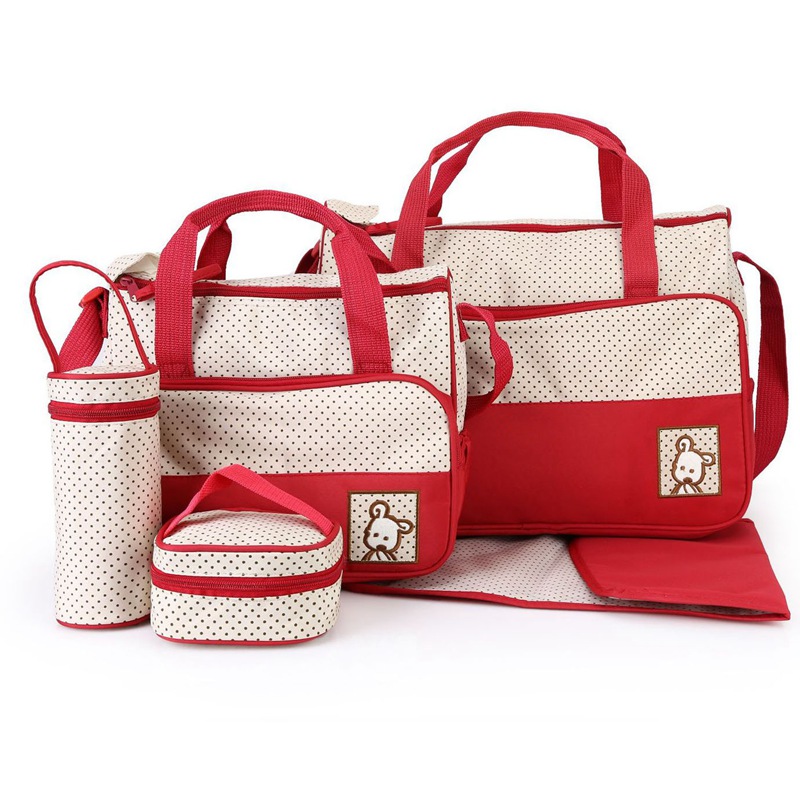 MOTOHOOD-sac à couches pour bébé, 5 pièces, sacoche à couches, grande capacité, pour maman, sacoche tendance pour poussette AI0001 – Image 3