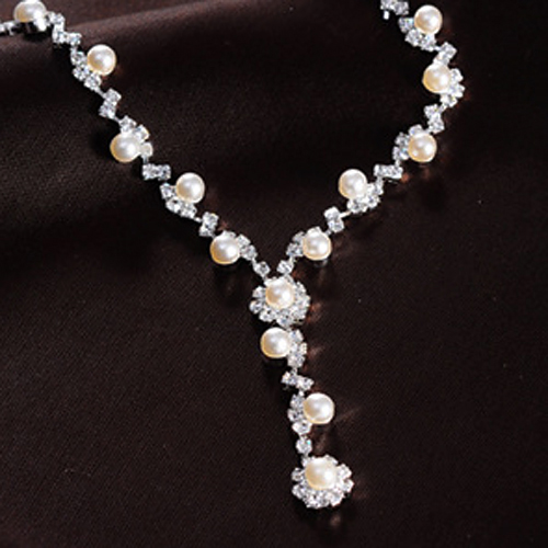 Ensemble de bijoux en fausse perle pour petite amie, biscuits autrichien transparents, collier ras du cou, boucles d'oreilles, mariage, A85D AI0001 – Image 2