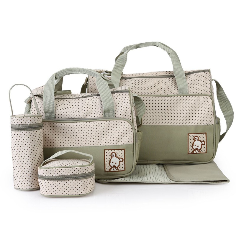 MOTOHOOD-sac à couches pour bébé, 5 pièces, sacoche à couches, grande capacité, pour maman, sacoche tendance pour poussette AI0001 – Image 4