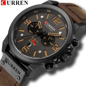 Curren — Montres de luxe pour homme, chronographes étanches, plusieurs styles, militaire, sport, avec bracelet vrai cuir et quartz AI0001