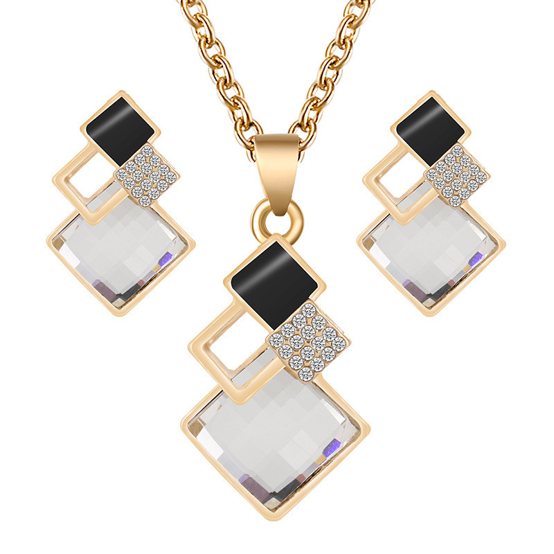 Ensembles de collier et boucles d'oreilles en cristal pour femmes, tour de cou de mariage, patients, bijoux à la mode AI0001 – Image 4