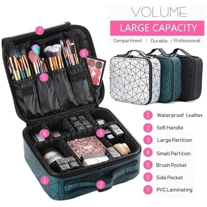 Trousse de maquillage professionnelle pour femme, valise à outils pour ongles, trousse de beauté, boîte de rangement Bolso Mujer, trousse cosmétique de voyage AI0001 – Image 6