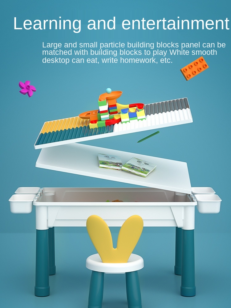 Blocs de construction, jouets à grosses particules, Table de construction multifonctionnelle pour garçons et filles, Intelligence assemblée AI0001 – Image 4