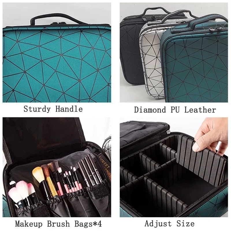 Trousse de maquillage professionnelle pour femme, valise à outils pour ongles, trousse de beauté, boîte de rangement Bolso Mujer, trousse cosmétique de voyage AI0001 – Image 4