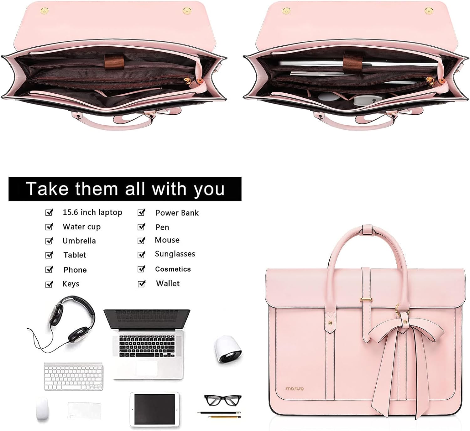 Sac fourre-tout en cuir PU pour ordinateur portable pour femme, sac à dos initié, sac à main pour ordinateur portable, MacPleAir Pro M3 et M2, 13.3 pouces, 14 pouces, 15 pouces, 16 pouces, 17.3 pouces AI0001 – Image 6