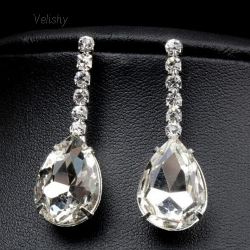 Ensemble de bijoux en cristal goutte d'eau pour mariage, collier en biscuits, boucles d'oreilles de luxe AI0001 – Image 3