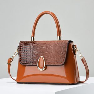 Sac à bandoulière en cuir brillant pour femme, sac à main à rabat décontracté pour femme, sac à main à la mode, initié par ChimLady AI0001