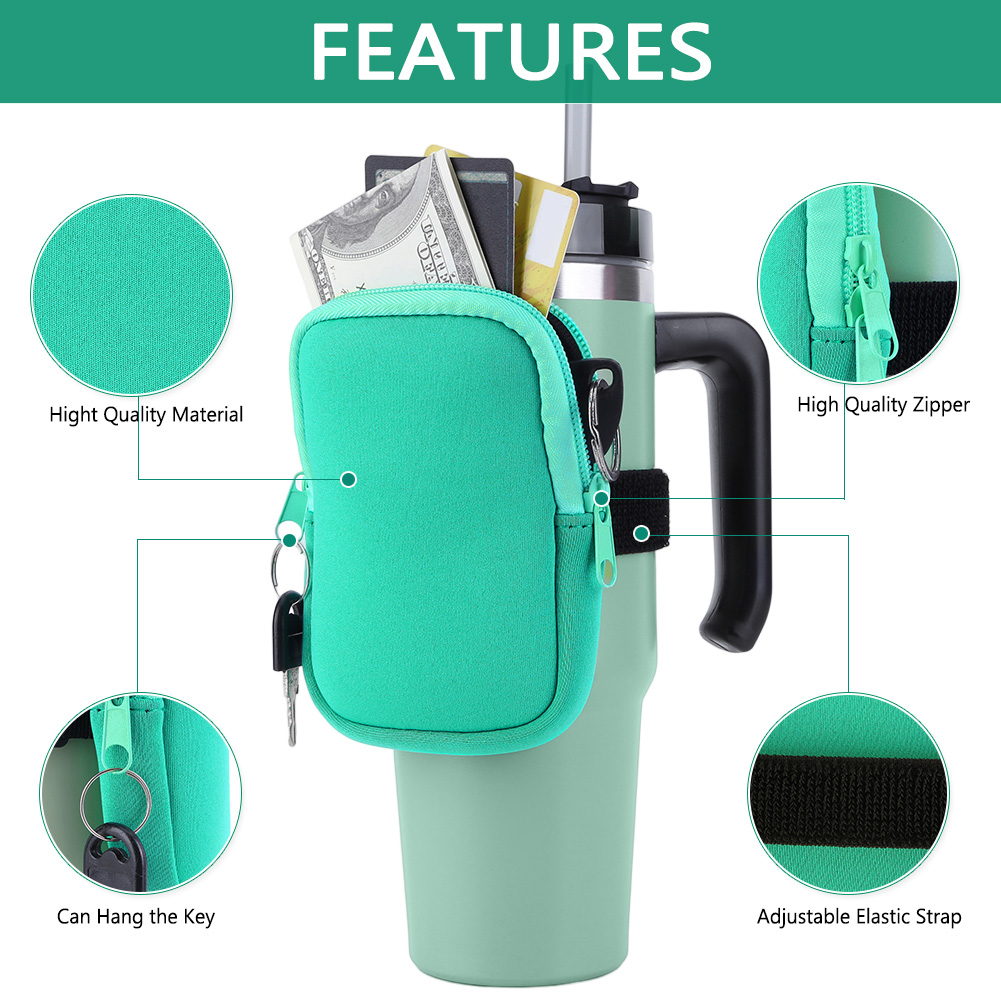 Poudres de bouteille d'eau de plongée, sac portable en tissu, portefeuille de bouteille d'eau, caddie avec fermeture éclair pour touristes, téléphone, carte prédire, 40oz AI0001 – Image 4