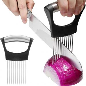 Onion Holder for Slicing Vegetable Cutter for Potato and Tomato Eggs Food Slicer Assistant Tool for Slicing Fruit Lemon and Meat AI0001