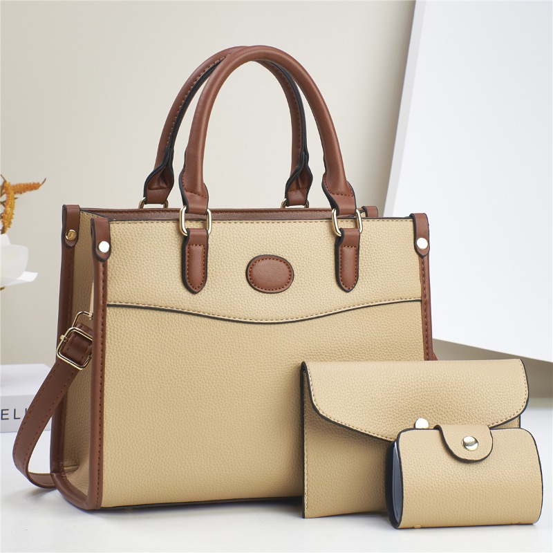Sac à Main en Cuir Souple de Grande Capacité pour Femme, Sacoche Solide, Décontracté, Shopping, Document, 3 Pièces/Ensemble AI0001 – Image 6