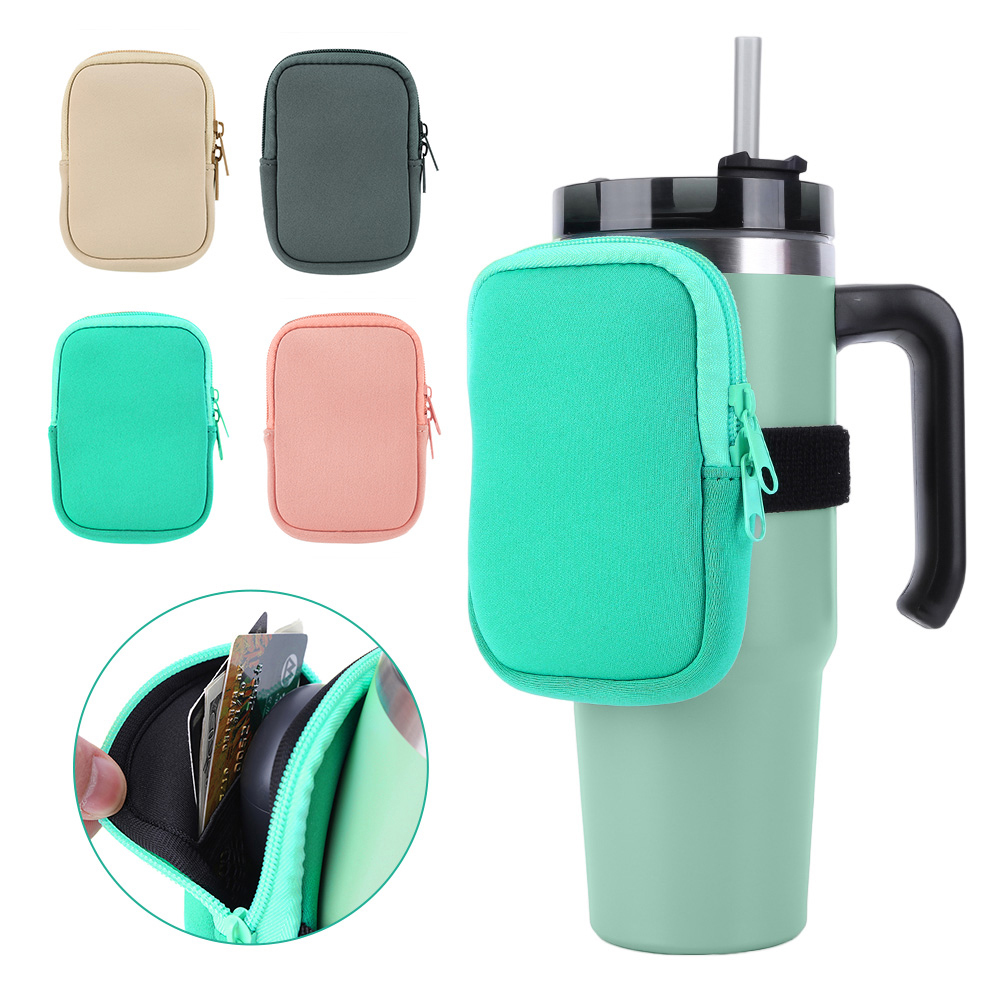 Poudres de bouteille d'eau de plongée, sac portable en tissu, portefeuille de bouteille d'eau, caddie avec fermeture éclair pour touristes, téléphone, carte prédire, 40oz AI0001 – Image 6