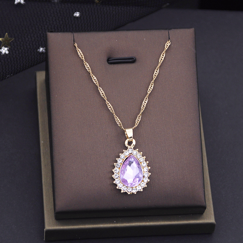Ensembles de bijoux en cristal violet pour femmes, boucles d'oreilles de mariage, ensembles de colliers, accessoires de mode AI0001 – Image 6