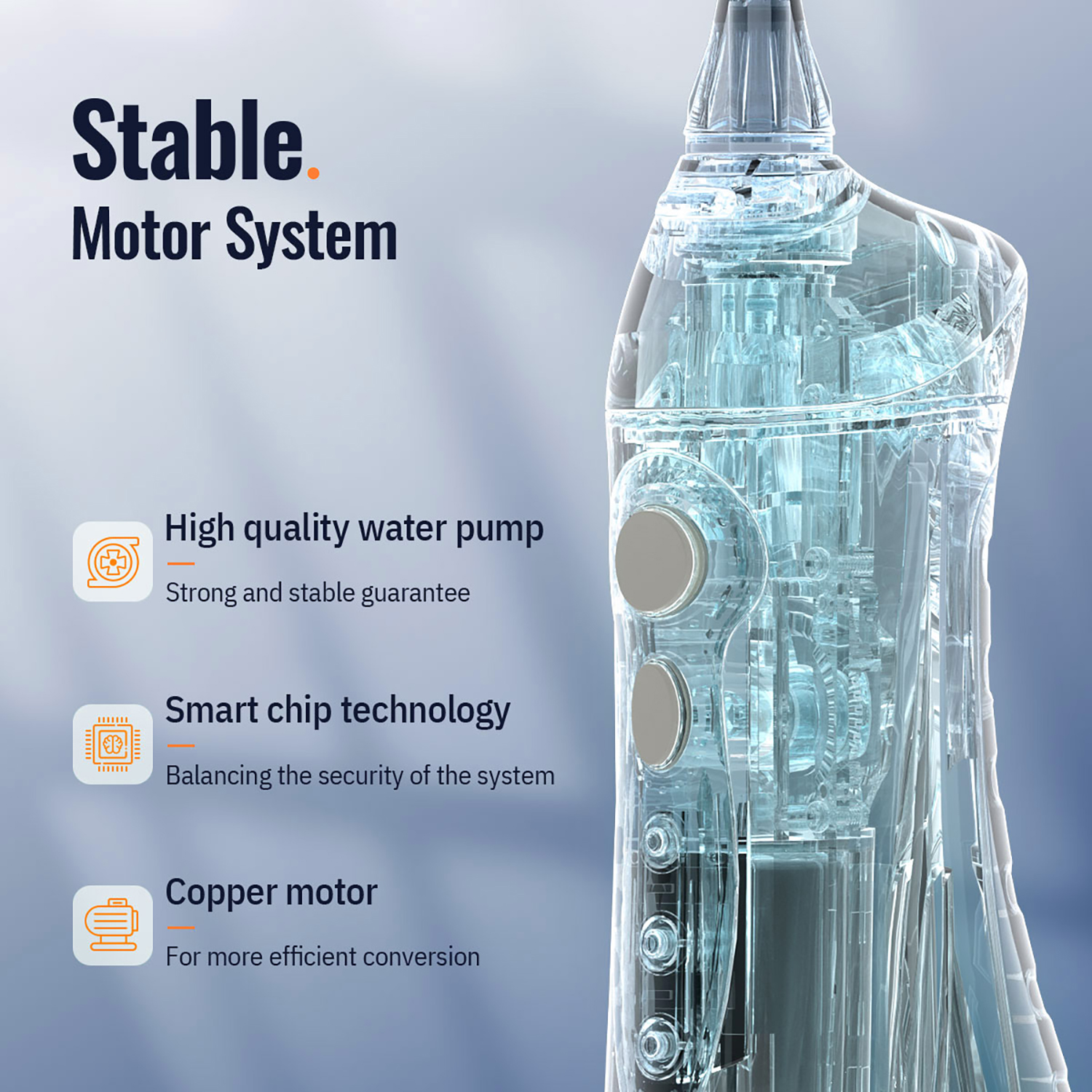 Mornwell-Irrigateur buccal à jet d'eau dentaire D52, hydropulseur portable aste par USB, nettoyeur de dents étanche, eau précieuse, 300ml AI0001 – Image 3