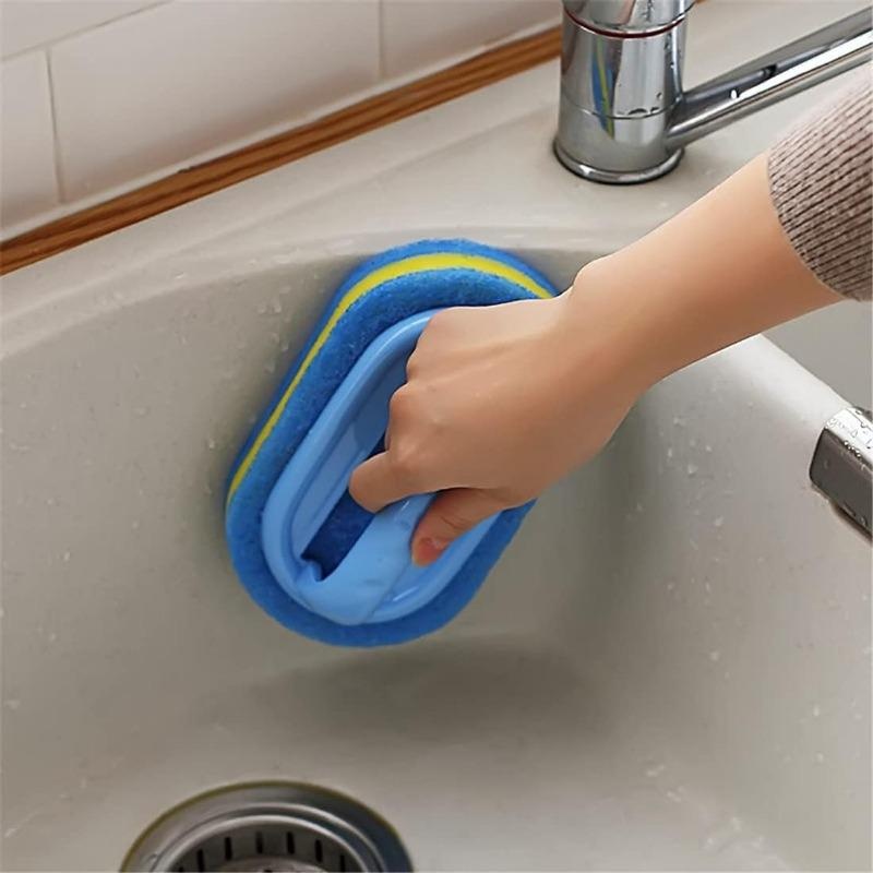 Brosse en éponge avec poignée pour livres, brosse à récurer les carreaux de baignoire, brosse à éponge pour livres ménagers, fournitures de cuisine AI0001 – Image 5